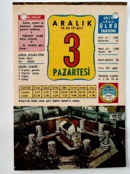 3 Aralık 1979 Takvim Yaprağı -Doğum Günü Hediyesi EFM(N)6529 - Gökçekoleksiyon