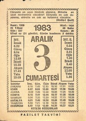 3 Aralık 1983 Takvim Yaprağı - Doğum Günü Hediyesi EFMN13606 - Gökçekoleksiyon