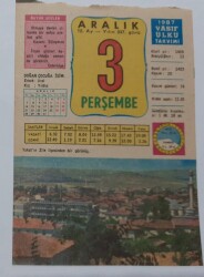 3 Aralık 1987 Takvim Yaprağı - Doğum Günü Hediyesi EFM(N)6992 - Gökçekoleksiyon