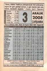 3 Aralık 2008 Takvim Yaprağı - Doğum Günü Hediyesi EFMN15330 - Gökçekoleksiyon