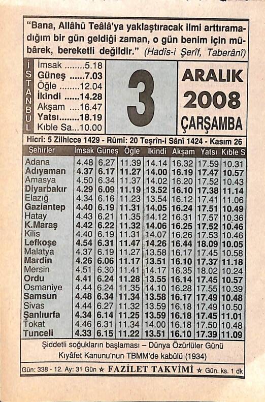 3 Aralık 2008 Takvim Yaprağı - Doğum Günü Hediyesi EFMN15330 - 1
