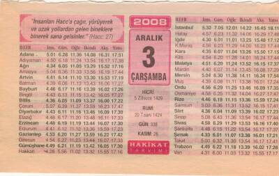 3 Aralık 2008 Takvim Yaprağı EFM(N)4438 - 2