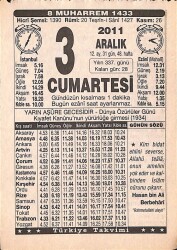 3 Aralık 2011 Takvim Yaprağı - Doğum Günü Hediyesi EFMN15256 - Gökçekoleksiyon
