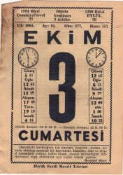 3 Ekim 1964 Takvim Yaprağı EFM(N)3516 - 2