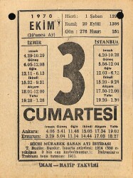 3 Ekim 1970 Takvim Yaprağı - Doğum Günü Hediyesi EFM(N)10532 - 4