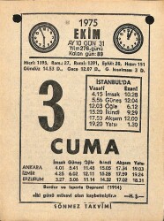 3 Ekim 1975 Takvim Yaprağı - Doğum Günü Hediyesi EFM(N)12571 - Gökçekoleksiyon