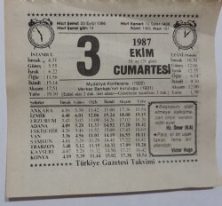 3 Ekim 1987 Takvim Yaprağı - Doğum Günü Hediyesi EFM(N)7111 - Gökçekoleksiyon