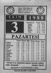 3 Ekim 1988 Takvim Yaprağı - Doğum Günü Hediyesi EFMN14658 - Gökçekoleksiyon