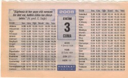 3 Ekim 2008 Takvim Yaprağı EFM(N)3220 - 3