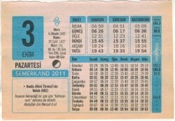 3 Ekim 2011 Takvim Yaprağı EFM(N)1321 - 3