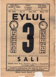 3 Eylül 1963 Takvim Yaprağı EFM(N)3501 - 1