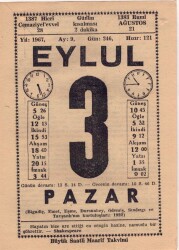 3 Eylül 1967 Takvim Yaprağı EFM(N)3500 - 3