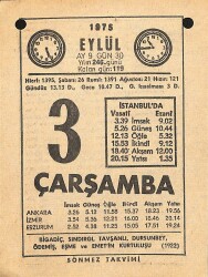 3 Eylül 1975 Takvim Yaprağı - Doğum Günü Hediyesi EFM(N)12493 - Gökçekoleksiyon