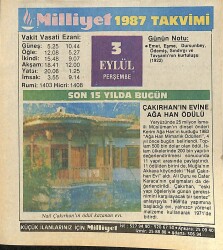 3 Eylül 1987 Takvim Yaprağı - Doğum Günü Hediyesi EFMN14120 - Gökçekoleksiyon