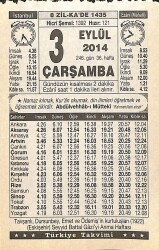 3 Eylül 2014 Takvim Yaprağı - Doğum Günü Hediyesi EFMN14293 - Gökçekoleksiyon