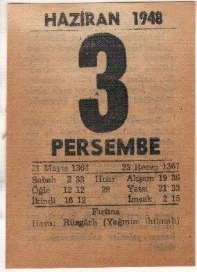 3 Haziran 1948 Takvim Yaprağı EFM(N)1388 - 1