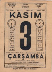 3 Kasım 1965 Takvim Yaprağı EFM(N)3653 - 3