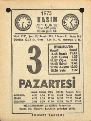 3 Kasım 1975 Takvim Yaprağı - Doğum Günü Hediyesi EFM(N)12579 - Gökçekoleksiyon
