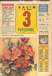 3 Kasım 1983 Takvim Yaprağı - Doğum Günü Hediyesi EFMN14718 - Gökçekoleksiyon