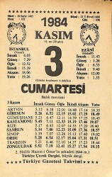 3 Kasım 1984 Takvim Yaprağı - Doğum Günü Hediyesi EFMN14549 - Gökçekoleksiyon