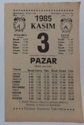 3 Kasım 1985 Takvim Yaprağı - Doğum Günü Hediyesi EFM(N)6679 - Gökçekoleksiyon