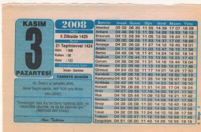 3 Kasım 2008 Takvim Yaprağı EFM(N)3799 - 1