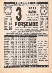 3 Kasım 2011 Takvim Yaprağı - Doğum Günü Hediyesi EFMN15286 - Gökçekoleksiyon