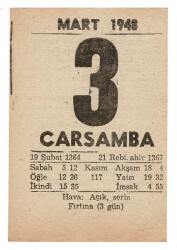 3 Mart 1948 Takvim Yaprağı EFM913 - 3
