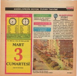 3 Mart 1984 Takvim Yaprağı EFM(N)5789 - 1