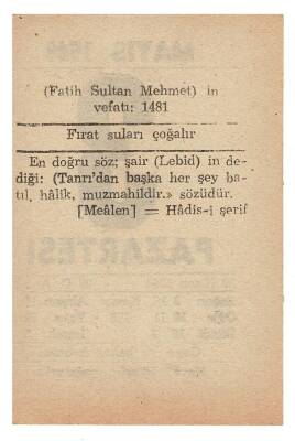3 Mayıs 1948 Takvim Yaprağı EFM895 - 2
