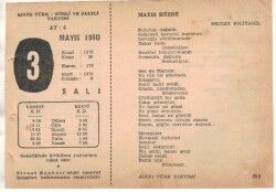 3 Mayıs 1960 Ajans Türk Takvim Yaprağı (Şiirli Saatli) EFM(N)1590 - 3