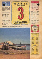 3 Mayıs 1972 Takvim Yaprağı - Doğum Günü Hediyesi EFM(N)12253 - Gökçekoleksiyon