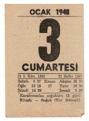 3 Ocak 1948 Takvim Yaprağı EFM933 - 3