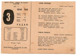 3 Ocak 1960 Ajans Türk Takvim Yaprağı(Şiirli Saatli) EFM(N)1076 - 7