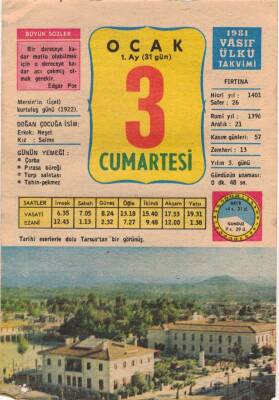 3 Ocak 1981 Takvim Yaprağı EFM(N)2727 - 3