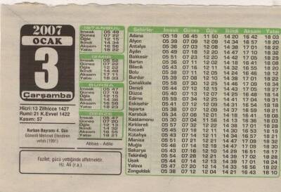 3 Ocak 2007 Takvim Yaprağı EFM(N)5121 - 1