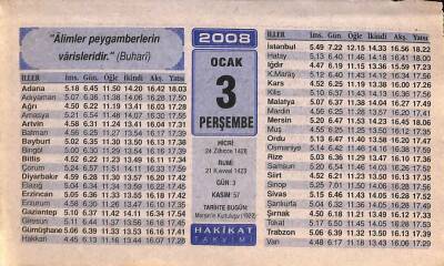 3 Ocak 2008 Takvim Yaprağı - Doğum Günü Hediyesi EFM(N)7469 - 1