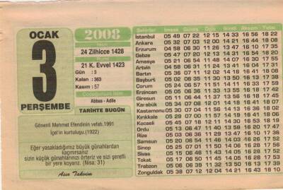 3 Ocak 2008 Takvim Yaprağı EFM(N)4928 - 1