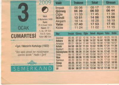 3 Ocak 2009 Takvim Yaprağı EFM(N)4959 - 1