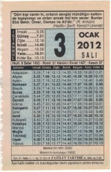 3 Ocak 2012 Takvim Yaprağı EFM(N)1486 - 2