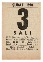 3 Şubat 1948 Takvim Yaprağı EFM923 - 3