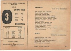 3 Şubat 1960 Ajans Türk Takvim Yaprağı (Şiirli Saatli) EFM(N)1501 - 4