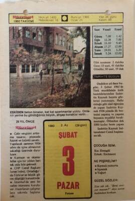 3 Şubat 1980 Takvim Yaprağı - Doğum Günü Hediyesi EFM(N)7612 - 1