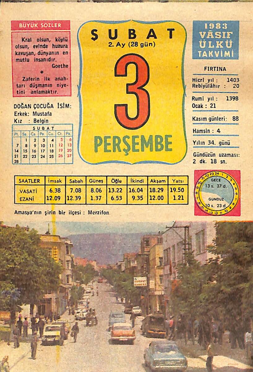 3 Şubat 1983 Takvim Yaprağı - Doğum Günü Hediyesi EFMN15076 - 1