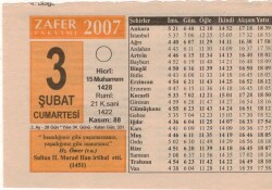 3 Şubat 2007 Takvim Yaprağı EFM(N)5636 - Gökçekoleksiyon