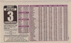 3 Şubat 2007 Takvim Yaprağı EFM(N)5664 - 1