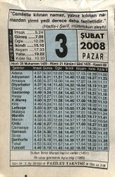 3 Şubat 2008 Takvim Yaprağı - Doğum Günü Hediyesi EFM(N)7527 - Gökçekoleksiyon