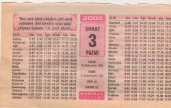 3 Şubat 2008 Takvim Yaprağı EFM(N)5550 - Gökçekoleksiyon