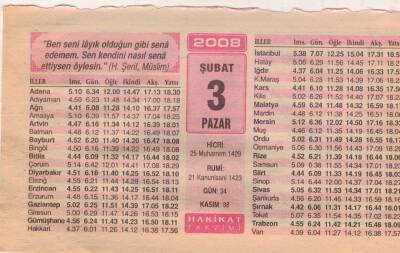 3 Şubat 2008 Takvim Yaprağı EFM(N)5550 - 1