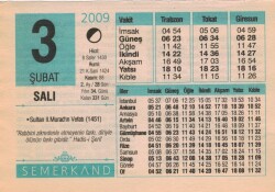 3 Şubat 2009 Takvim Yaprağı EFM(N)5608 - Gökçekoleksiyon